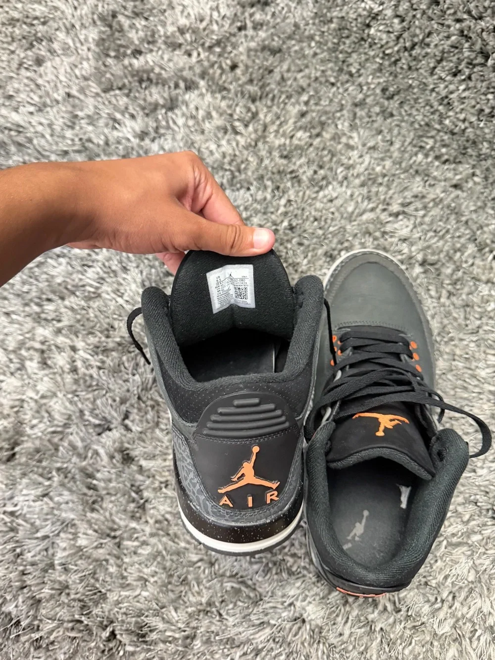 Jordan 3 Retro Men’s Sneakers - Grey with Orange Accents